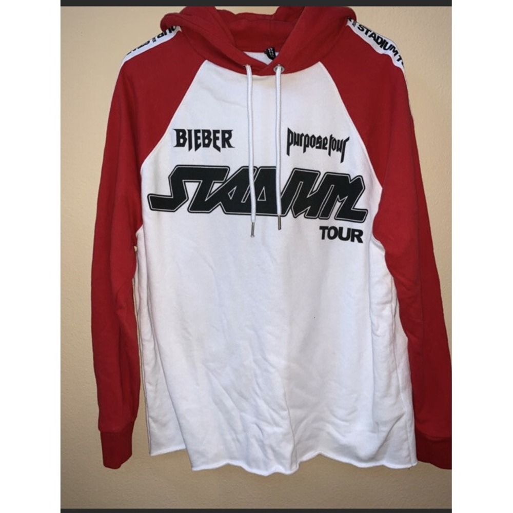 Justin Bieber 2017 Purpose Stadium Tour Hoodie Sweatshirt Pop White Size S